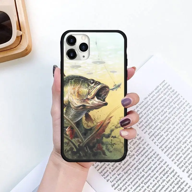 

Carp Fishing retro pattern Phone Cases for iPhone 11 12 pro XS MAX 8 7 6 6S Plus X 5S SE 2020 XR Luxury brand shell funda coque