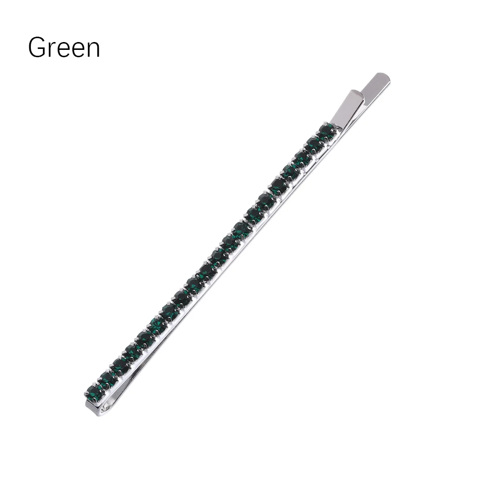 green 2 шт. в Корейском стиле блестящая заколка со стразами Женская модная кристальная Геометрическая заколка для волос для девочек заколка для волос аксессуары для волос - Окраска металла: green