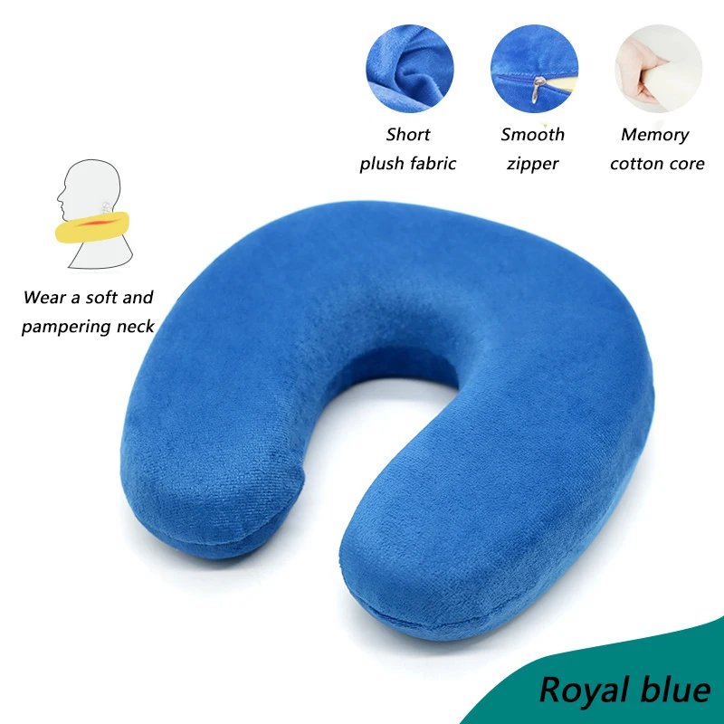 royal blue plush U-образная медленный отскок пены памяти Soild подушка для шеи мягкий Автомобиль Полет офис поддержка шеи самолет Путешествия Подушка для отдыха головы - Цвет: royal blue plush