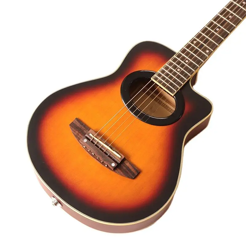 elektrische akustische gitarre 6 string 34 cutaway design reise gitarre 20 bünde sunburst farbe folk gitarre mini gitarren für reise free g