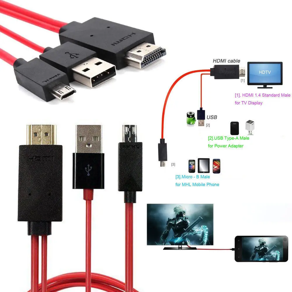 USB к телевизору HD ТВ зеркальный Кабель HDMI адаптер зеркало 1080 OTG MHL зарядное