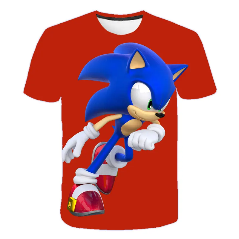 

2021 beautiful animated T-shirt 3D children's short sleeve sonic clip hedgehog summer fashion children's street top