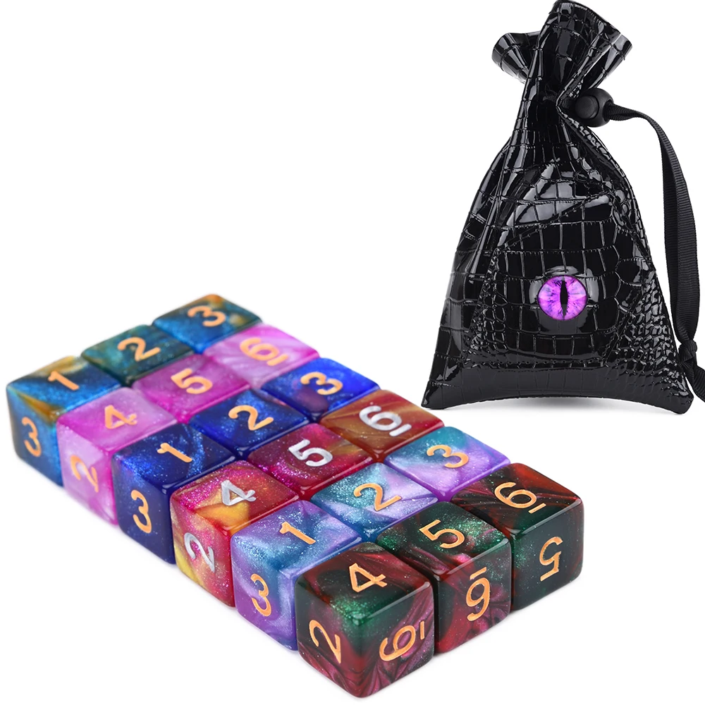 18 шт. D6 Galaxy Туманность игральные кости со шнурком для настольных игр DND ролевая