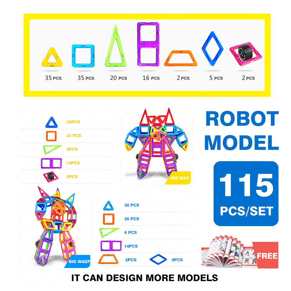 Магнитные блоки большой размер набор дизайн животное здание автомобиль колеса