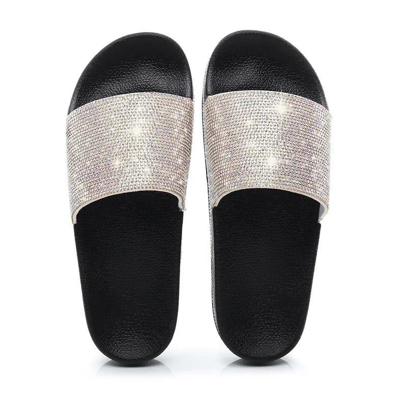 Summer 2022 New Flats Slippers for Women Fashion Crystal Platform Women Slippers Solid Casual Comfortable Slides for Women