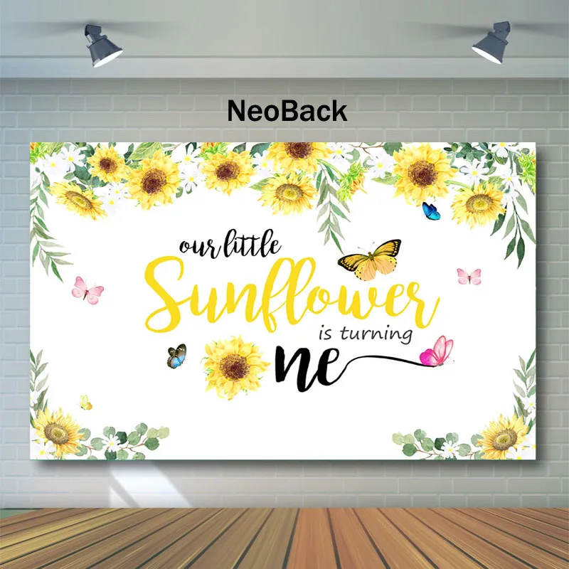 NeoBack первый день рождения фон наш маленький Подсолнух поворачивается одна фотография Фон Подсолнух бабочка фон на день рождения