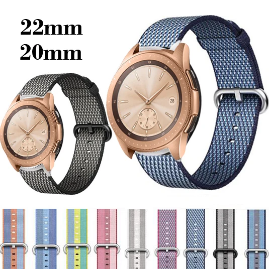 Ремешок для часов 20 мм 22 мм для samsung gear Sport S2 S3 Galaxy watch 42 мм 46 мм полосатый нейлоновый ремешок для Huami Amazfit Bip huawei gt 2