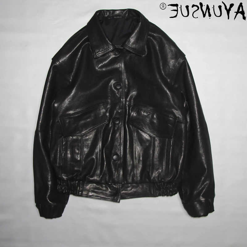 

Genuine 100% Sheepskin Leather Jacket Men's Clothing Korean Clothes Bomber Jackets Autumn Coat Male Ropa Hombre LXR432