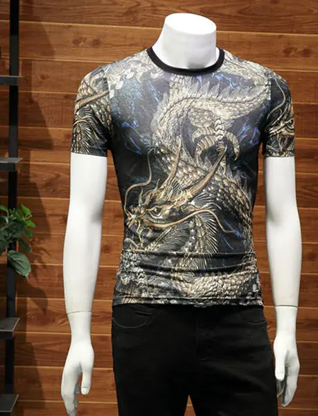 golden dragon Новинка, 3D футболка с животными, мужская, Harajuku, китайский золотой дракон, принт, летняя футболка, Homme, Японская уличная, повседневная, негабаритная, S-7XL - Цвет: golden dragon