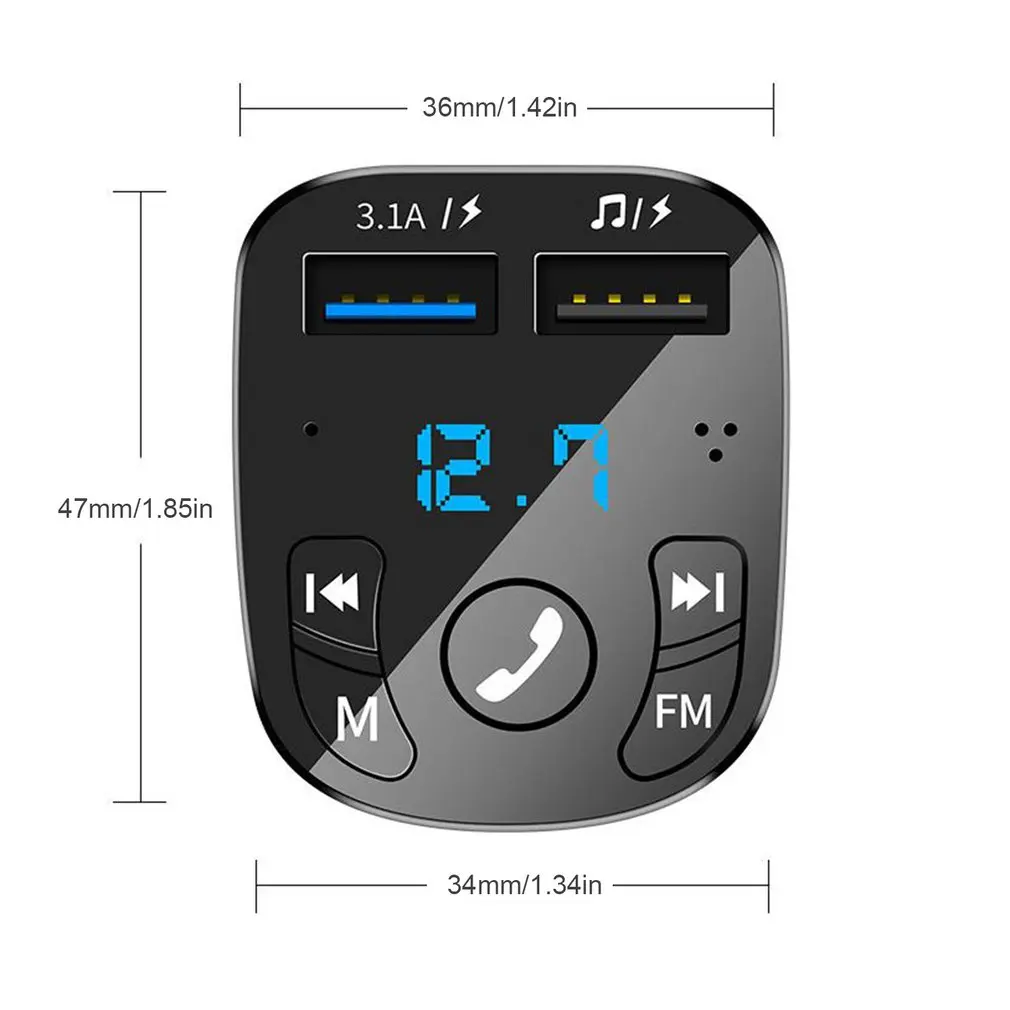 

Wireless FM Transmitter Car Player Quick Car Charger Kit With QC3.0 Dual USB Voltmeter And AUX MP3 Player
