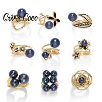 cring coco gold plated ring fashion black pearl hawaiian rings for women price frangipani heart turtle ring jewelry with pearls