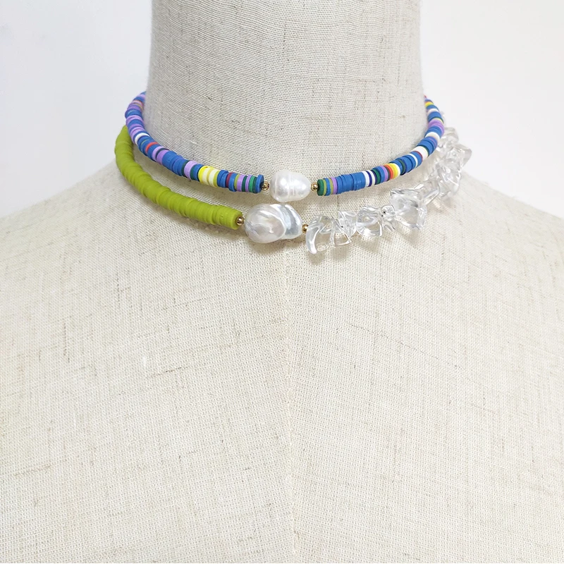Женское Ожерелье из силикона с кулоном натурального жемчуга в богемном стиле