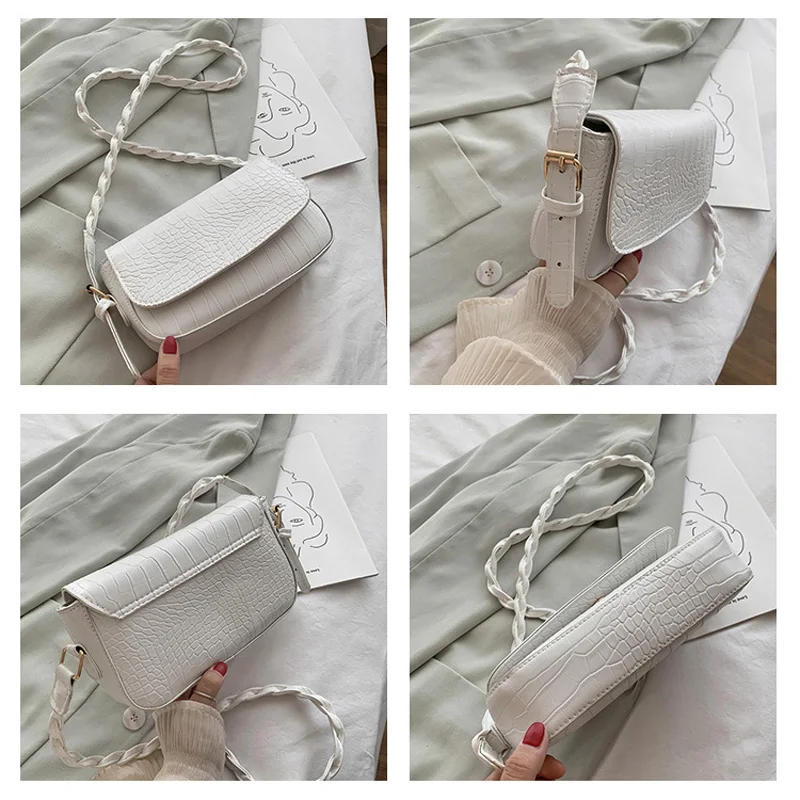 Женская сумка через плечо из искусственной кожи с плетеным ремешком под кожу