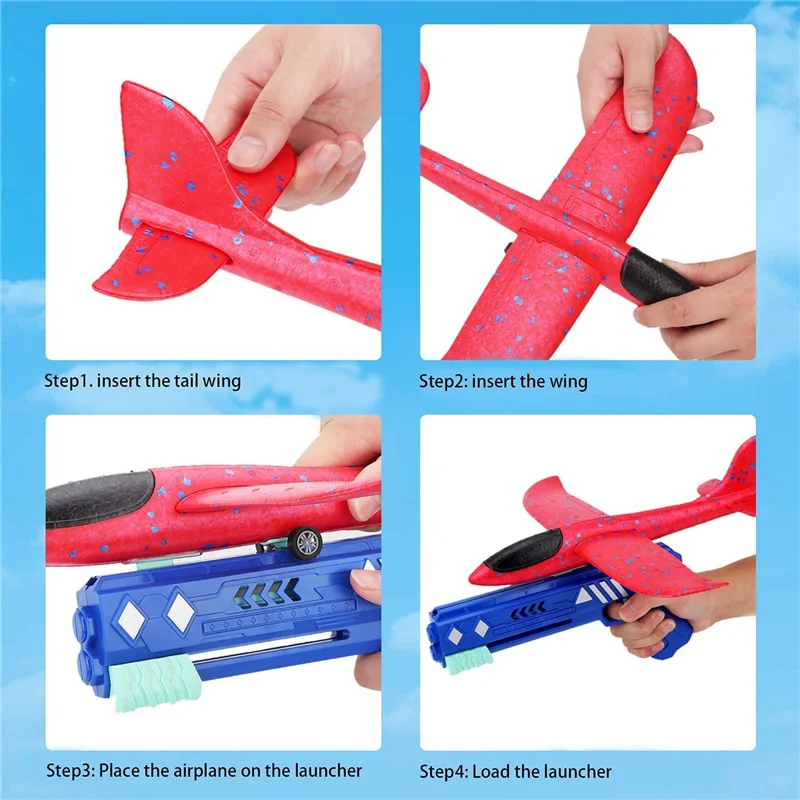 Фото Игрушечный самолет, модель для выброса в одно нажатие, пенопластовый самолет с 1 упаковкой большого размера, летающая игрушка для детей, подарок для мальчиков №4