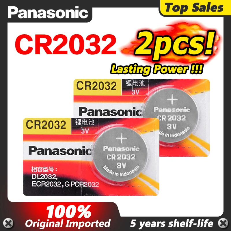 PANASONIC 2 шт. 3В CR2032 ECR2032 DL2032 5004LC KL2032 литий Батарея кнопка плоский круглый аккумулятор