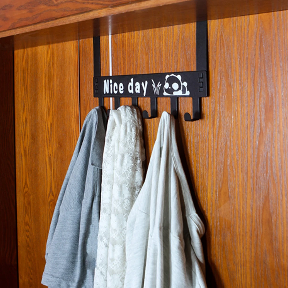 

Six-Row Carbon steel Hook Door-Back Traceless Hook Clothes Hanger Hooks Kitchen Bedroom Door Rack Towel Holder Household Tool