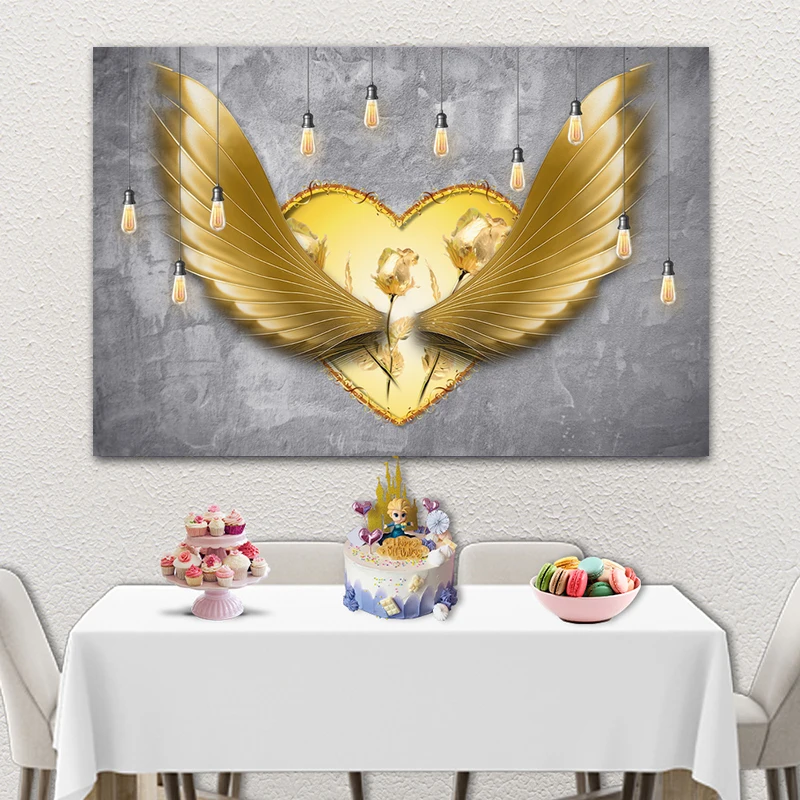 Золото с крыльями ангела серии фон для детей на день рождения вечерние сцены