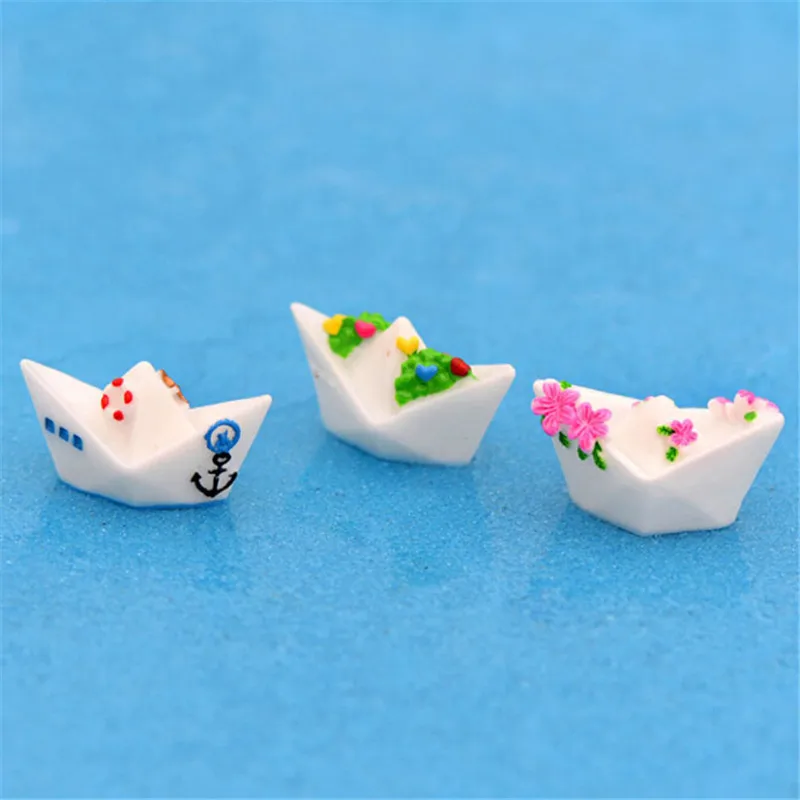 3 шт./компл. ремесло из смолы бумажная лодка модель фигурки игрушки микро садовое
