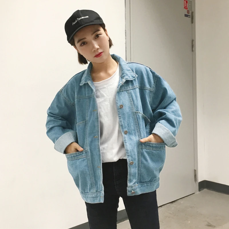 Denim Jackets Women Vintage Unisex BF Loose Causal Basic Multi Pockets Outerwear Female Streetwear All-match Classic Coats Fall | Женская