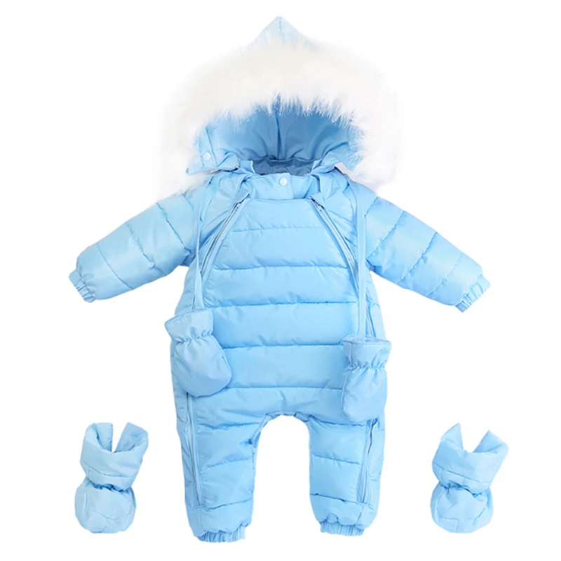 Уплотненная зимняя теплая верхняя одежда для малышей комбинезоны куртки с