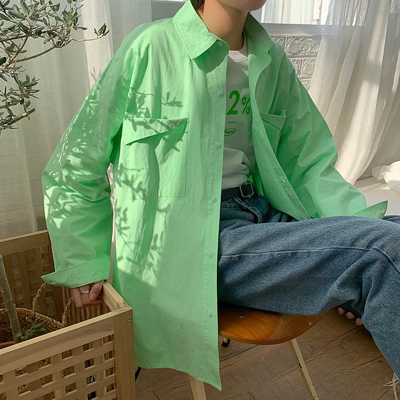 Новинка весна-осень 2020 японская промытая хлопковая рубашка с длинным рукавом