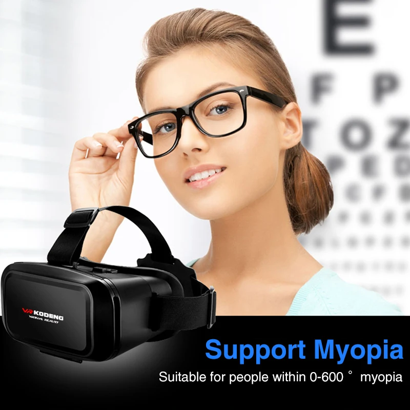 Original 3D Virtual Reality VR Glasses Support 0-600 Myopia Binocular Glass Headset for 4-6.6 Inch IOS Android Smartphone | Электроника