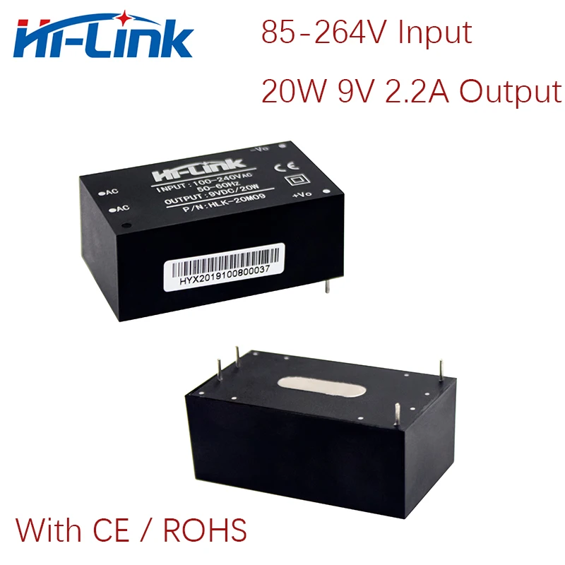 Бесплатная доставка 10 шт./лот 220V 110V до 9В 2.2A HLK 20M09 AC DC Мощность адаптер в Китае