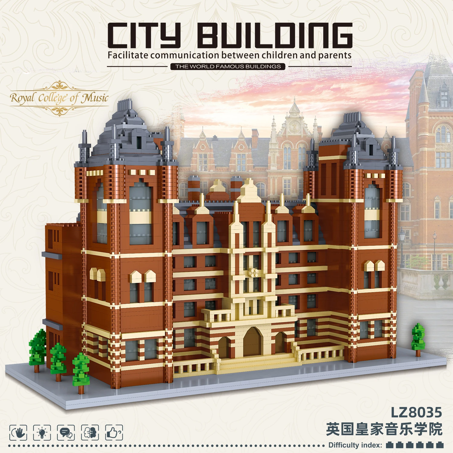 

UK Britain England Architecture Model Brick Building Royal College of Music Micro Blocks Gifts for Kids Boy Girl Adults