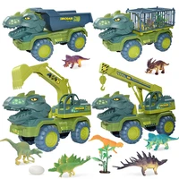 children dinosaur transport car toy oversized inertial cars carrier truck toy pull back vehicle with dinosaur gift for kids boy