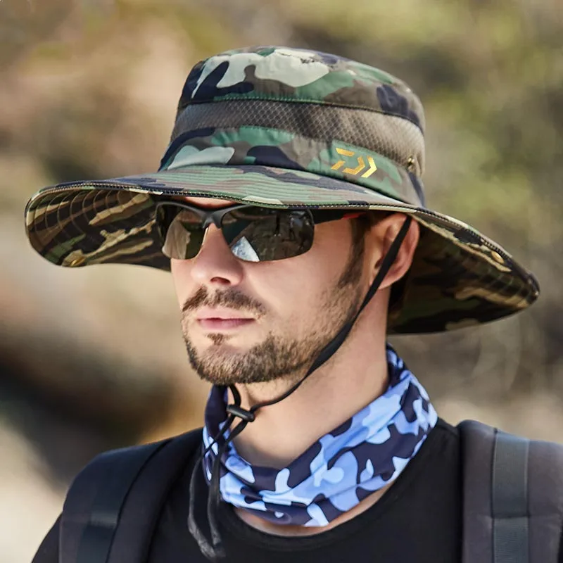 

Summer Mens Camouflage Breathable Sunshade Outdoor Sports Sunscreen Fishing Caps Casual Climbing Fishing Hat Mesh