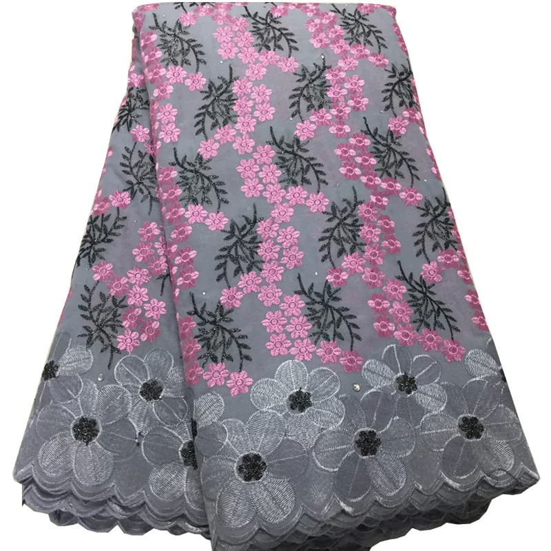 

(5yards/pc) very beautiful embroidered African voile lace fabric soft Swiss cotton lace black blue for party dress CLS303