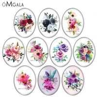 new watercolor rose flower ink paintings 13x18mm18x25mm30x40mm oval photo glass cabochon flat back making findings