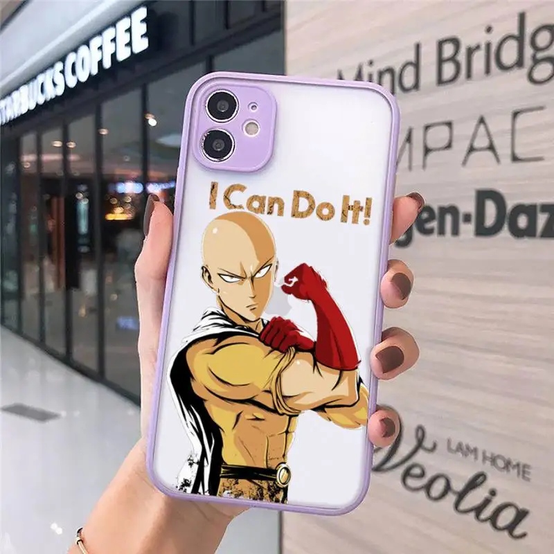 

Anime One Punch Man Phone Cases matte transparent For purple iPhone 7 8 x xs xr 11 12 pro plus max mini Clear Funda