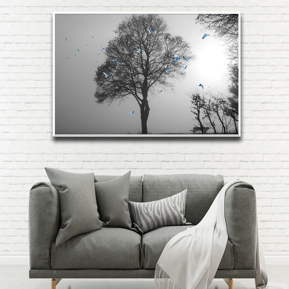 Милый защитный рисунок дерева на холсте без рамки настенные фотографии для