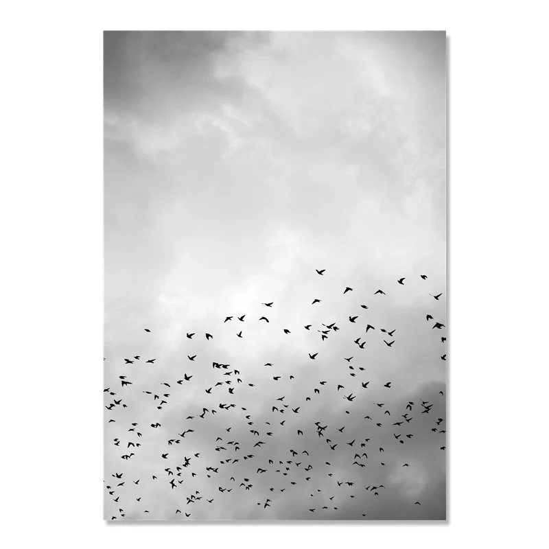 Черно-белая птица настенная живопись скандинавский плакат холст картины для