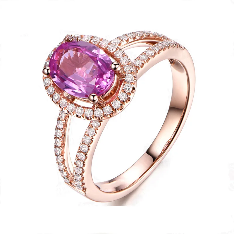 

Foydjew Jewelry Synthetic Pink Gemstone Rings Female Plated 18K Gold Inlaid Artificial Zircon Adjustable Open Engagement Ring