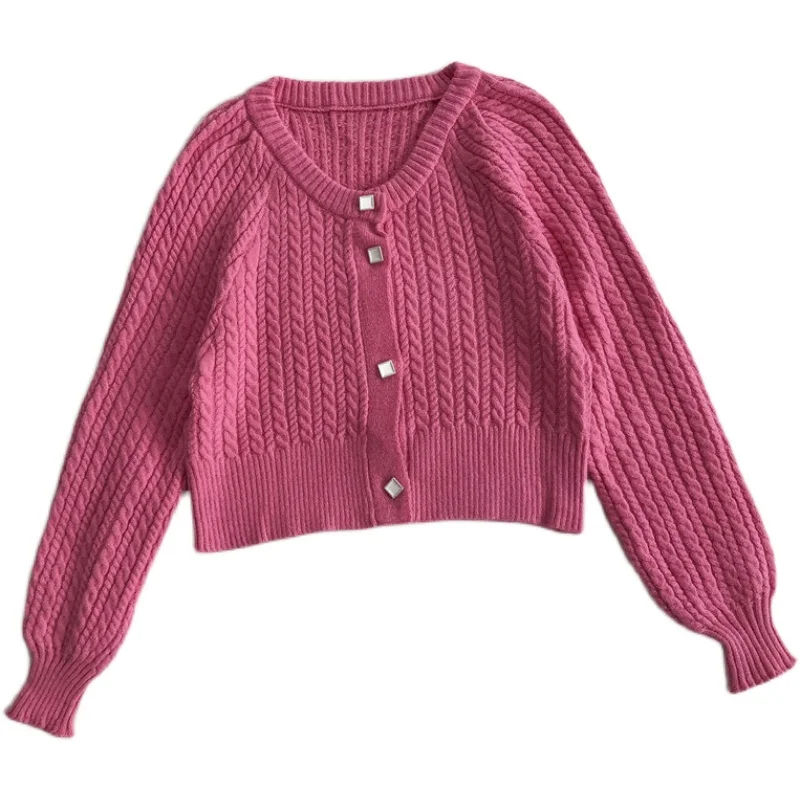 

Korean Style Knitted Sweater Cardigans Women Long Sleeve Single Breaster Female Cardigan Solid Sweaters Sueter Mujer