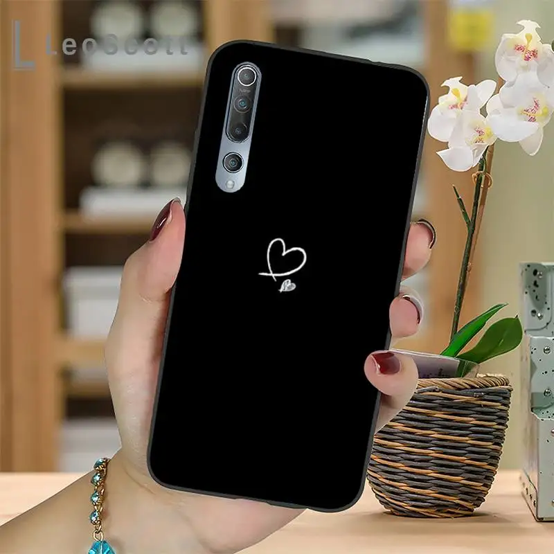 

Black Simple Lines Love Heart Phone Case For Xiaomi Redmi 4x 5 plus 6A 7 7A 8 mi8 8lite 9 note 4 5 7 8 pro
