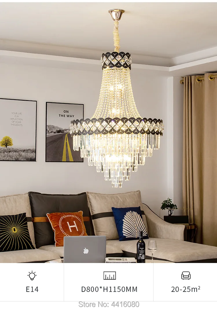 売る 高級ヴィラ大シャンデリアライトの高級クリスタルランプ建物ミドル床スパイラル階段ロングシャンデリアデュプレックス建物