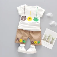 baby boy clothes summer cartoon set toddler kids clothing cotton white black t shirt shorts 1 2 4 years infant girl outfits