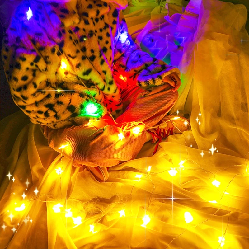 Светодиодный ная гирлянда со звездами работающая от батарейки лампа с