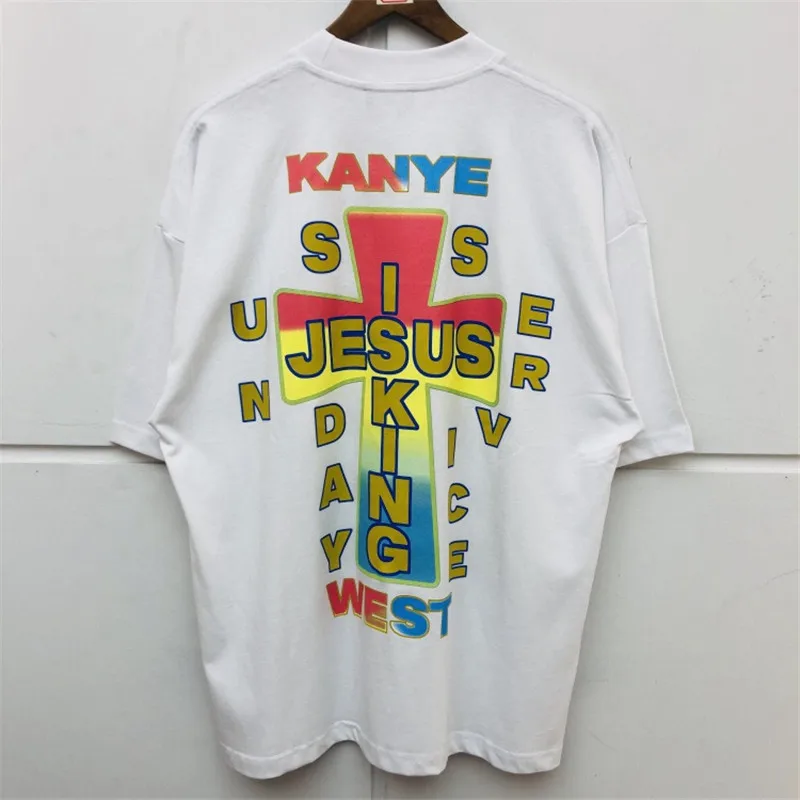 Летняя стильная футболка с принтом Jesus Is King мужские и женские футболки Kanye West Sunday