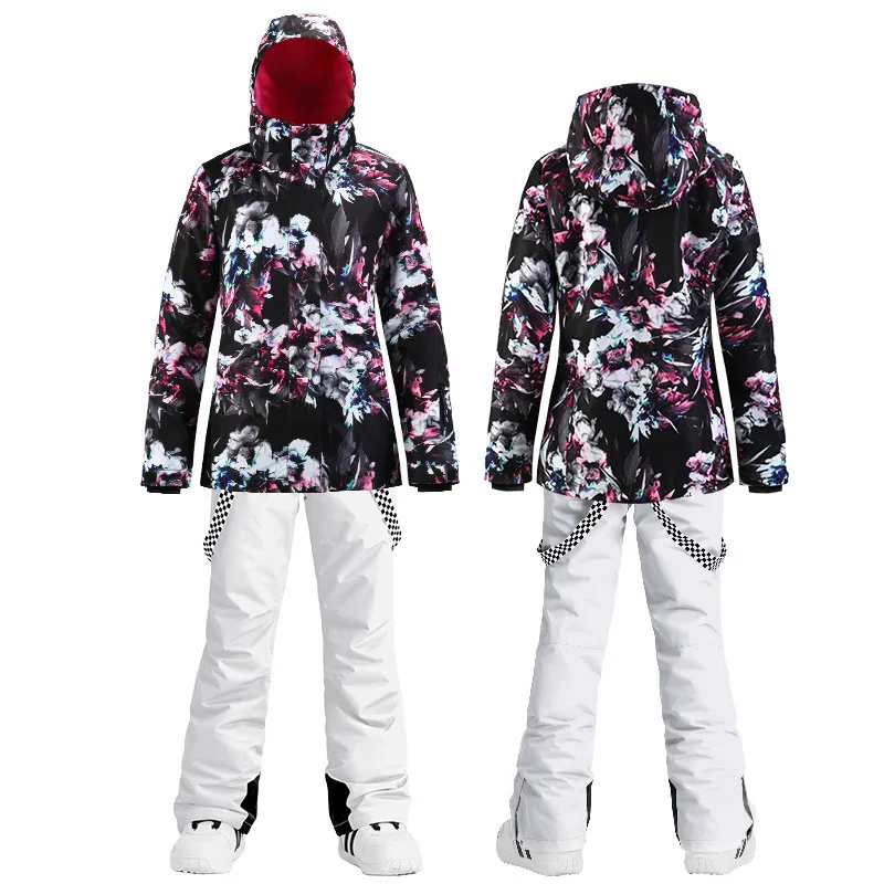 Зимний лыжный костюм женский ветрозащитный водонепроницаемый теплый взрослый