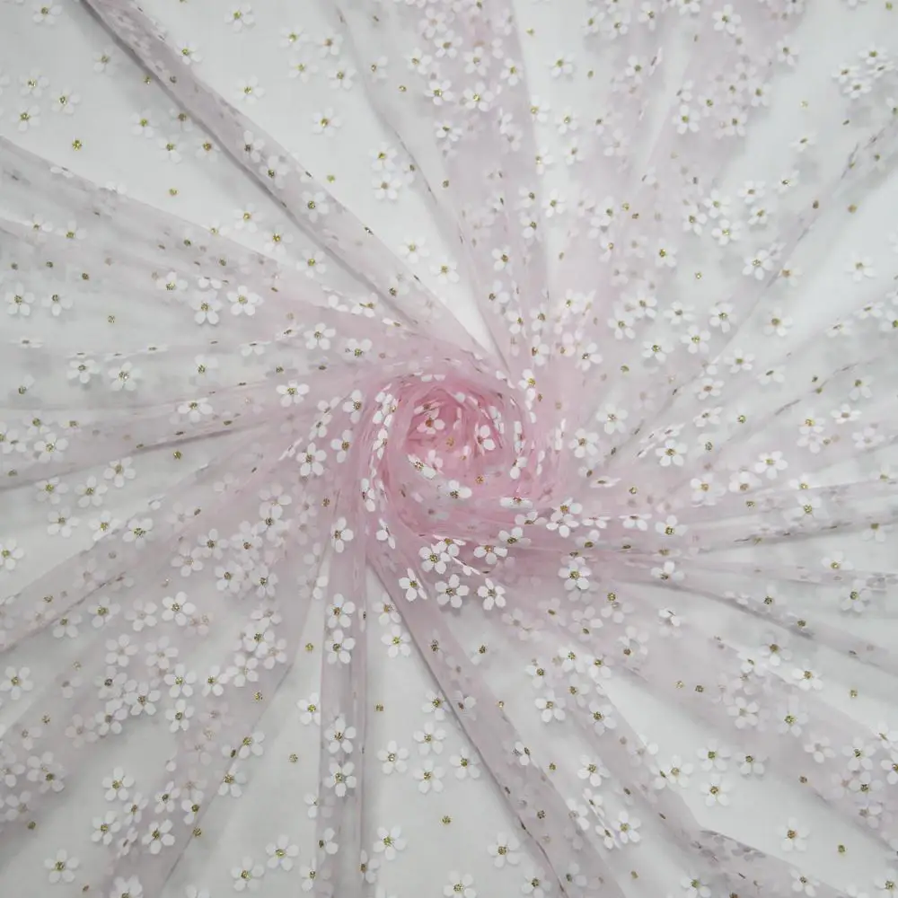 Тюль с цветочным принтом цветущая слива Мягкая сетчатая ткань одежда для девочек