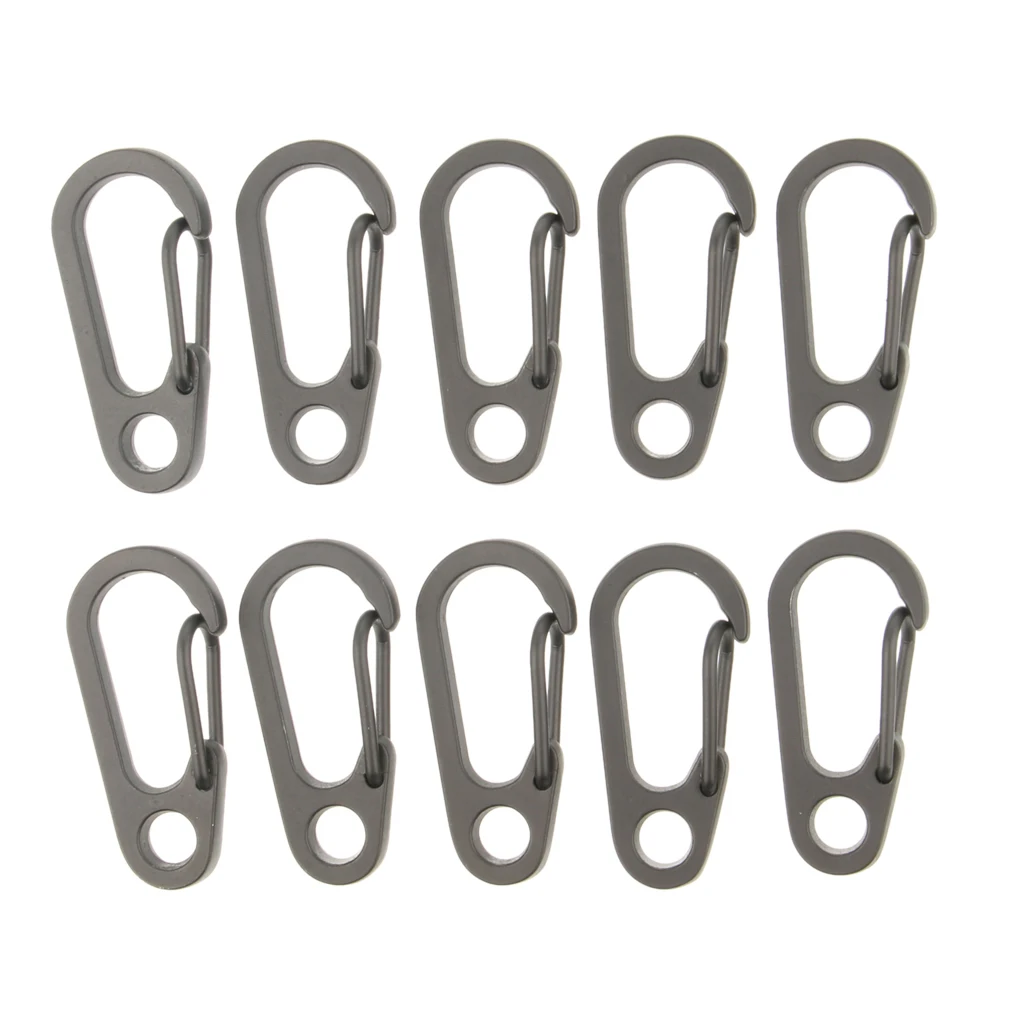 

10Pcs Outdoor Camping Mini Carabiners Snap Spring Clip Hook Keychain Gray