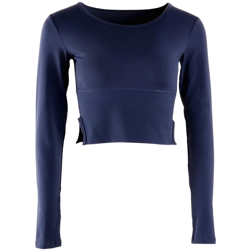 

Women's Sexy Yoga Clothes Quick-drying Running Long-sleeved T-shirt Workout Clothes Short Navel Tight Sports Top