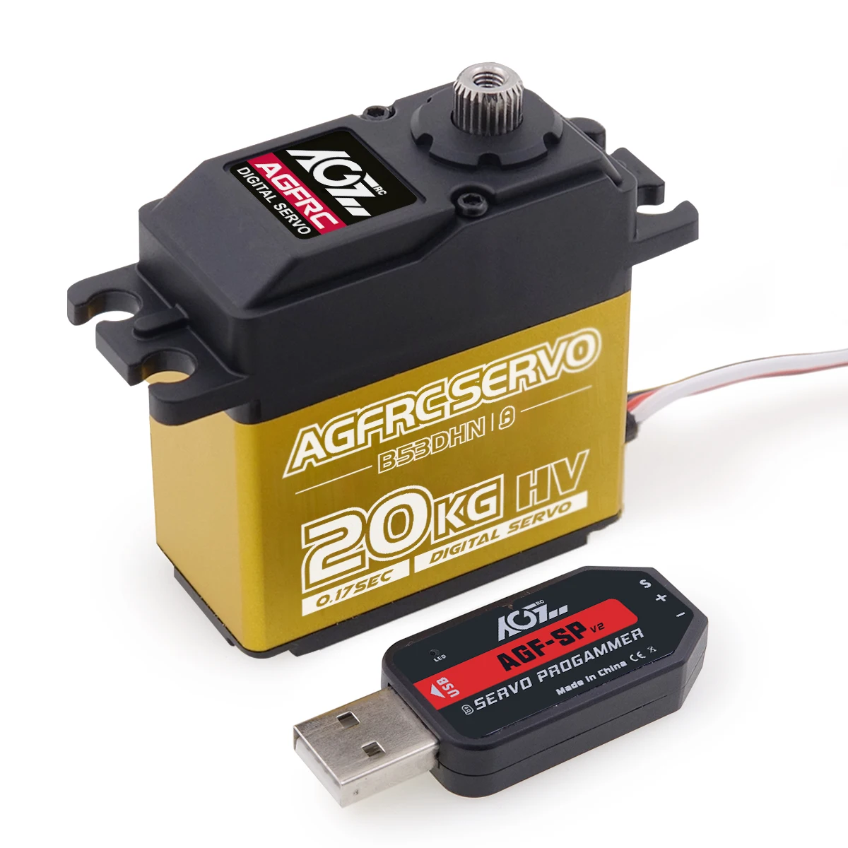 Серводвигатель AGFRC B53DHN 0 17 сек 20 кг титановый передаточный механизм HV