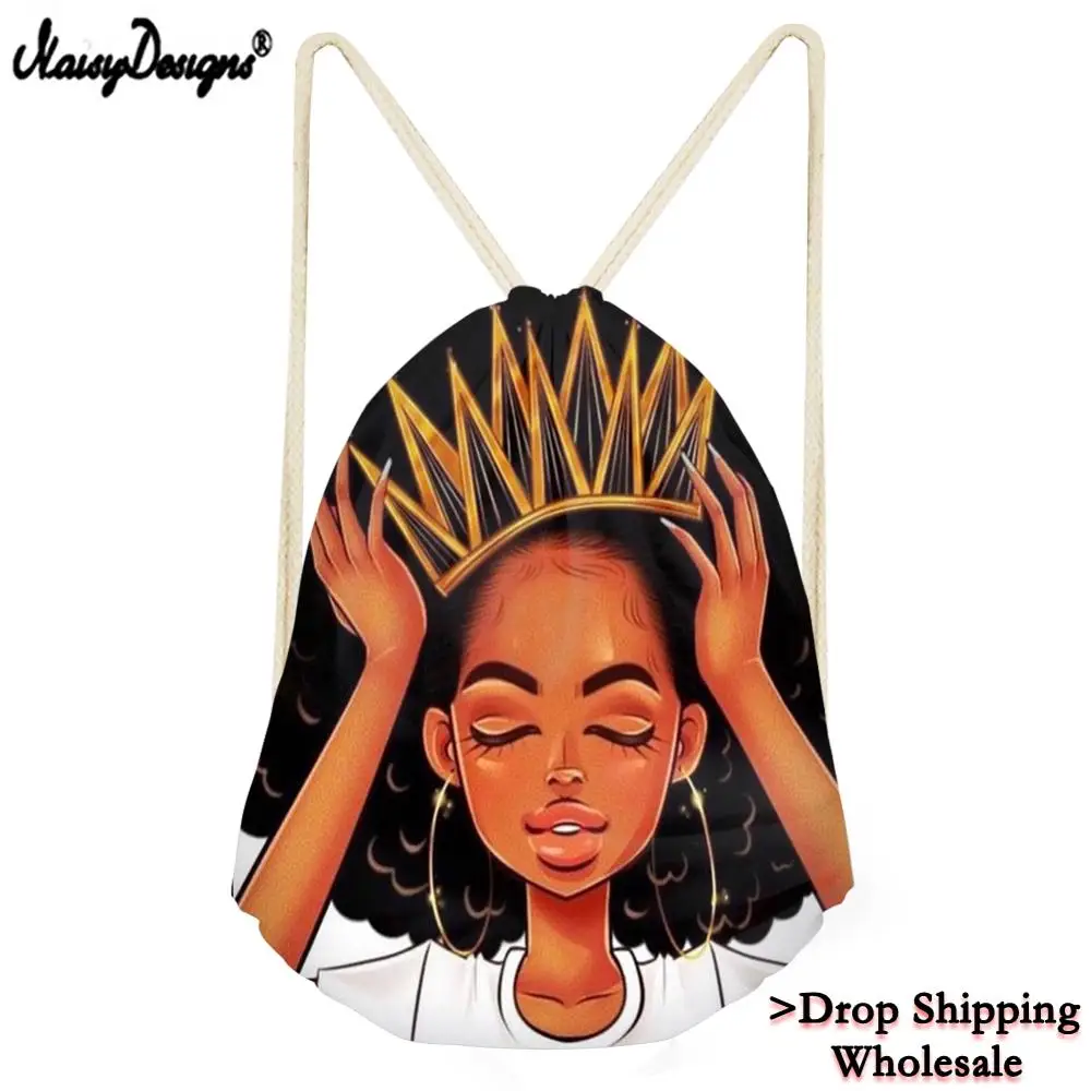 Женское симпатичное на шнурке Африка красота принцесса девочки рюкзак с