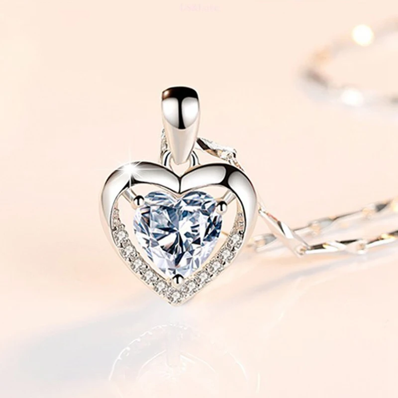 Милое ожерелье с подвеской вечное сердце цветной кулон в форме сердца синее