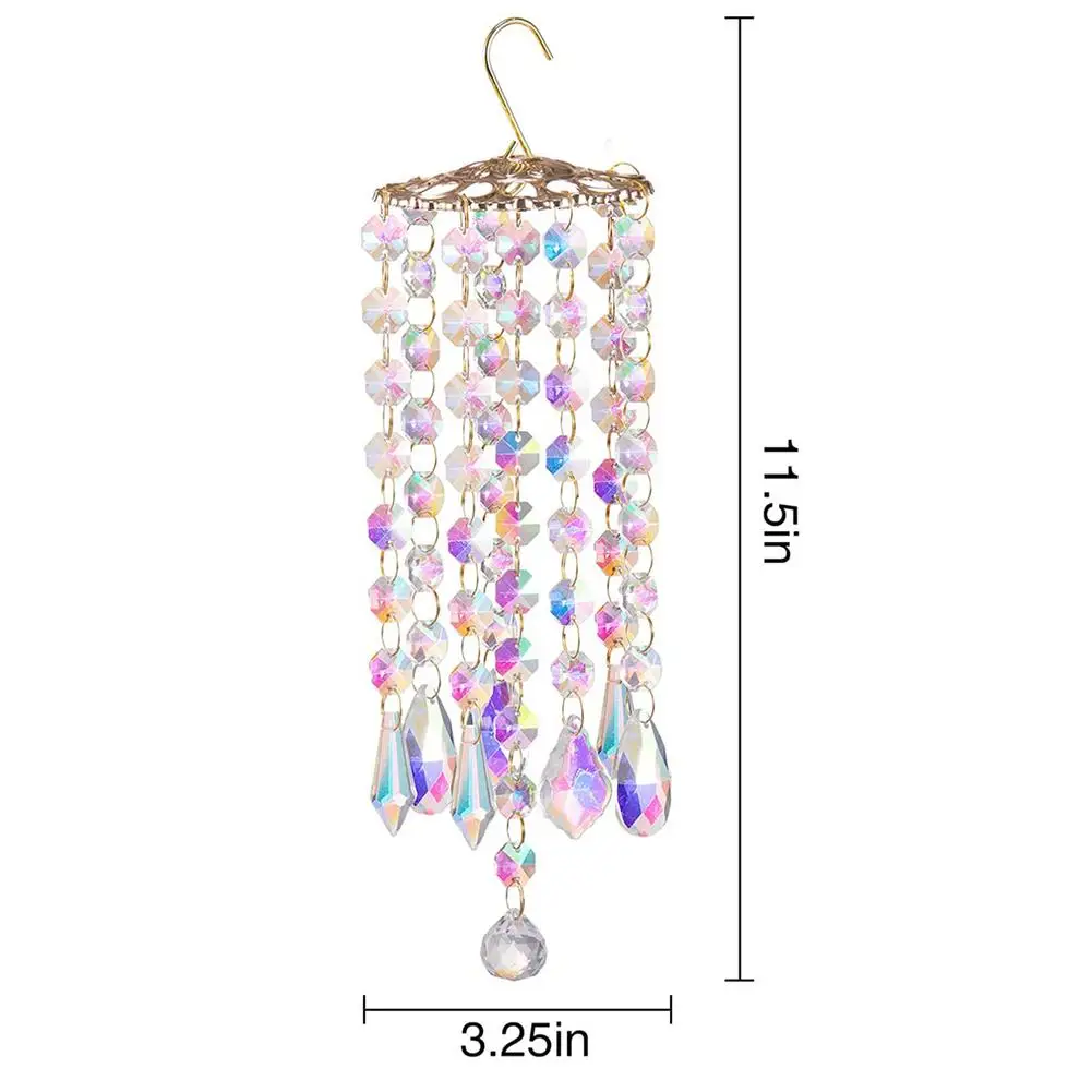 

Hot Sale Colorful Crystal Wind Chimes Light Luxury Aurora Wind Chimes Living Room Balcony Corridor Crystal Pendant Fashion Gifts